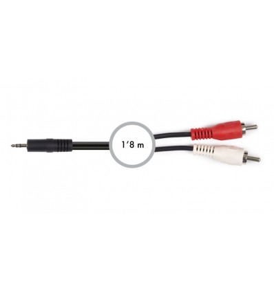 Cable audio jack 3'5 mm a 2 RCA 1'8 m AA-727