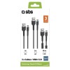 Kit 3 Cables USB TIPO C SBS TEKITUSBC3IN1K
