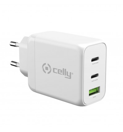 Celly TC3GAN65WWH cargador de dispositivo móvil Blanco Interior