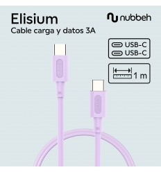 CABLE NUBBEH 1M 3A TIPO C+C NBTCABLCCP1 LILA