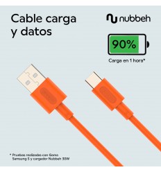 CABLE NUBBEH 1M 3A NBTCABLACO1 NARANJA