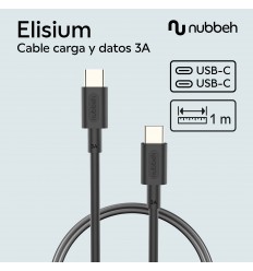 CABLE NUBBEH 1M 3A TIPO C+C NBTCABLCCB1 NEGRO