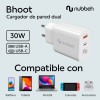 Cargador Nubbeh 30W USB A+C  NG NBWALLCHB 