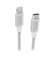 SBS TECABLELIGTC1BW cable de conector Lightning 1 m Plata