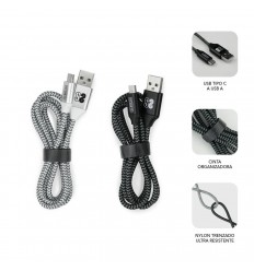 PACK 2 CABLES SUBBLIM TIPO C-USB A NEG/PLATA