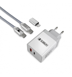 CARGADOR SUBBLIM PD25W+CABLE C TO C/LIGHTNING BLANCO