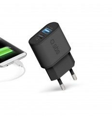 SBS TETR2USB31AFAST cargador de dispositivo móvil Universal Negro Corriente alterna Interior