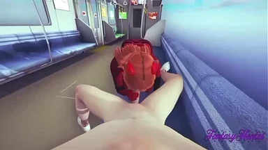 Evangelion Hentai 3D - Shinji thủ dâm tay, blowjob và đè Asuka trên tàu - Anime Manga Phim sex Nhật Bản